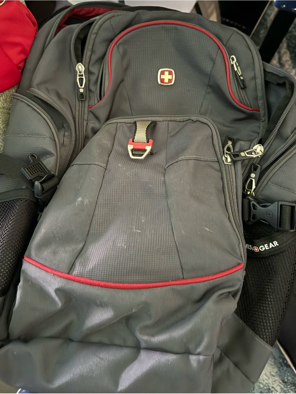 Swiss-style Black and Red Men's Backpack - Versatile Travel Bag